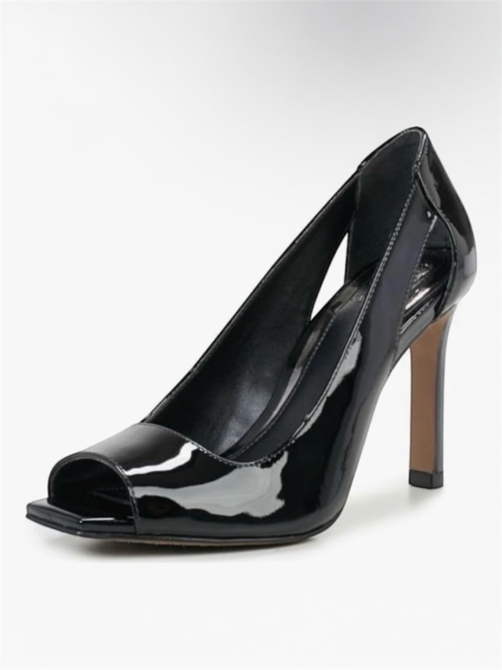 Vince Camuto Black Patent Leather Peep-Toe Heels New Size 8.5